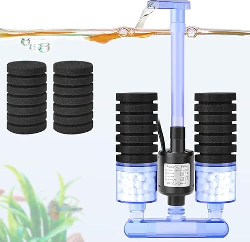 FEDOUR Aquarium Schwammfilter mit Wasserpumpe, Leiser elektrischer biochemischer Aquarienfilter, Aquarium Innenfilter, für bis zu 120L Fisch, Schildkröten und Garnelen Aquarium von FEDOUR