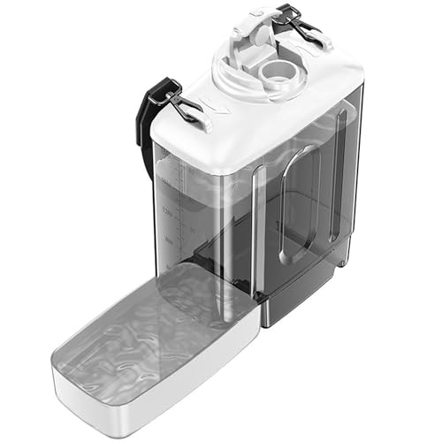 Hundewasserflasche, tragbarer Hundewasserspender, 1,701.0 g Reisewasserflasche für Hunde und Menschen, Hundewassernapf für Outdoor, Camping, Wandern, Strand (Z-Weiß) von FEEJOY