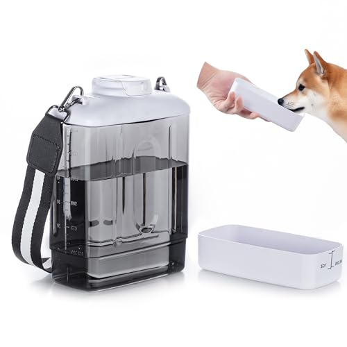 Tragbare Hunde-Wasserflasche, 1,7 l Hunde-Wasserspender, Reise-Wasserflasche, auslaufsichere Haustier-Wasserflasche für Outdoor-Spaziergänge, Wandern, Haustierbedarf, Hundegeschenke (S-Weiß) von FEEJOY