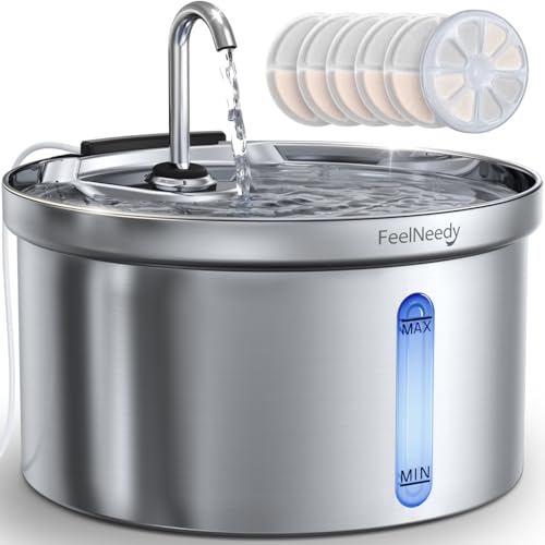 FEELNEEDY Katzenbrunnen Edelstahl 3,5L Trinkbrunnen Für Katze Mit 6 Filters und USB Ladegerät, Wasserbrunnen Super Leise Katzentrinkbrunnen, 3-Schicht-Wasserfilterung FEELNEEDY Katzenbrunnen Edelstahl 3,5L Trinkbrunnen Für Katze Mit 6 Filters und USB Ladegerät, Wasserbrunnen Super Leise Katzentrinkbrunnen, 3-Schicht-Wasserfilterung von FEELNEEDY