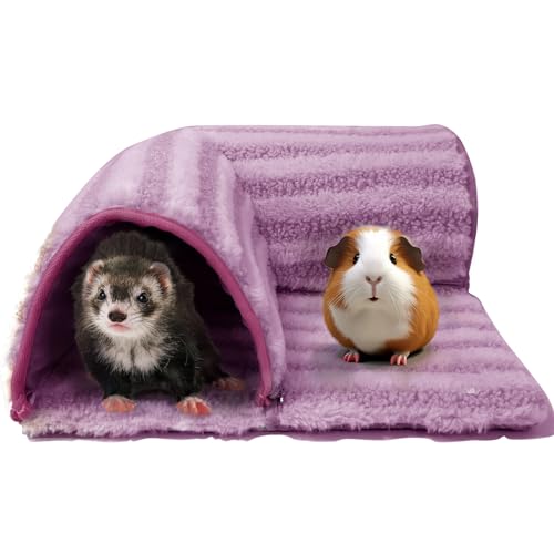 Frettchen-Tunnelbett-Set, Meerschweinchentunnel und Versteck waschbar, für Käfigzubehör, groß, Violett / Rosa von FEGPIG