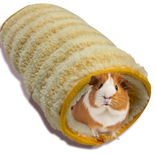 Meerschweinchenversteck Frettchenkäfig Zubehör Tunnelschlauch für Ratten, Hamster, Igel, Chinchilla, Eichhörnchen, Samll, Tiere, Versteck, Fleece, Hängemattenbett für Meerschweinchen, Zitronengelb von FEGPIG