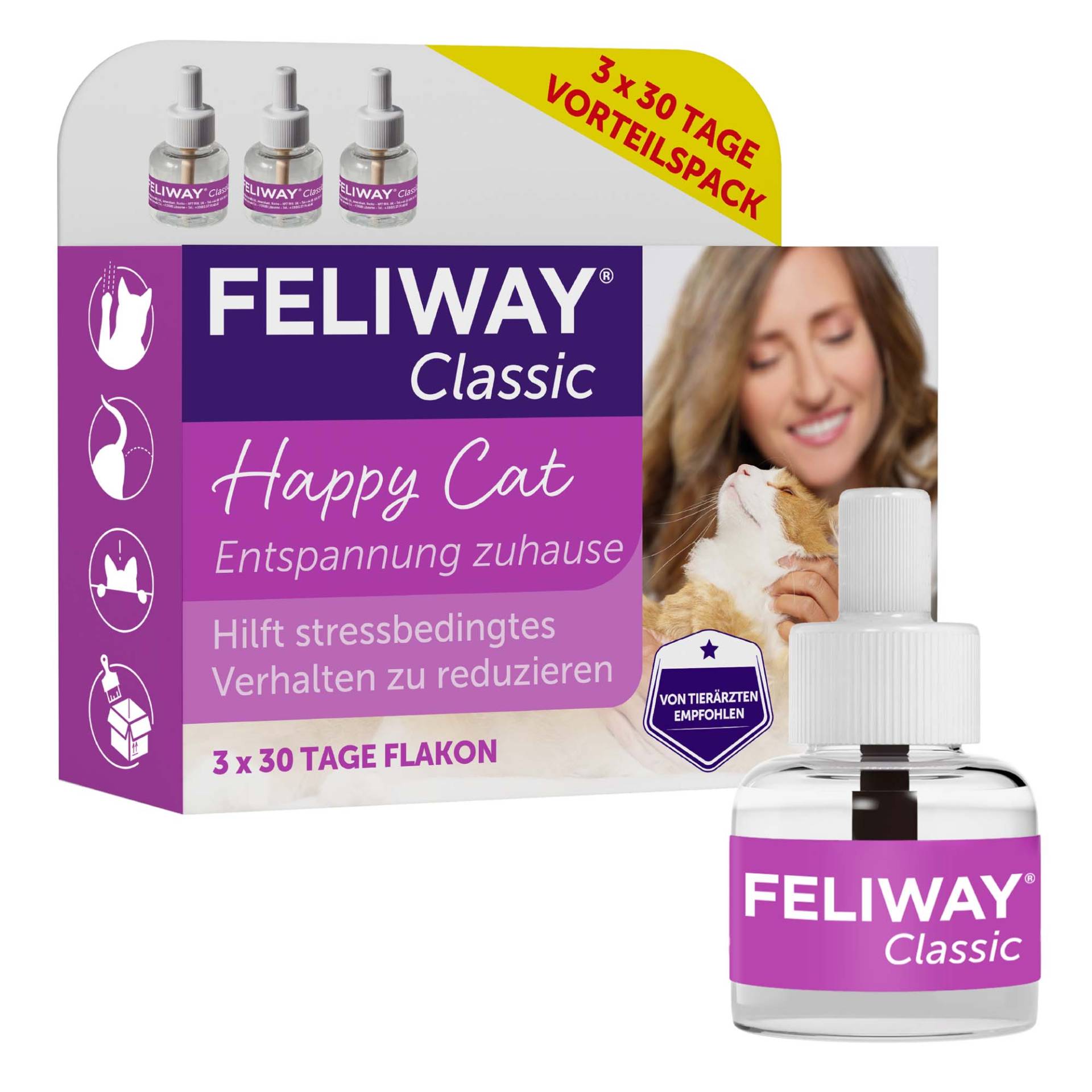 FELIWAY Classic - 3 x 30 Tage Vorteilspack an Nachfüllflakons, 3 x 48 ml FELIWAY Classic - 3 x 30 Tage Vorteilspack an Nachfüllflakons, 3 x 48 ml von FELIWAY