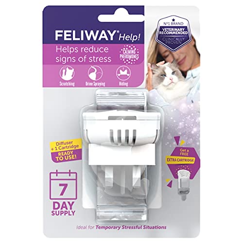 FELIWAY Help! Start-Set für Katzen | Verdampfer für Steckdose & Kartusche | Pheromone zur Reduktion von kurzfristigem Stress | bei Kurzurlaub oder Besuch | Kartusche für 7 Tage von FELIWAY