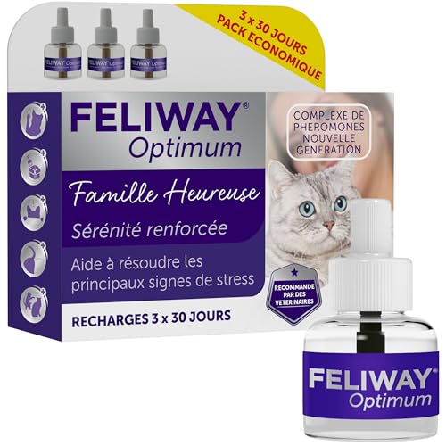 FELIWAY Optimum Anti-Stress für Katzen – beruhigender Pheromonkomplex für eine verbesserte Gelassenheit – Sparpack mit 3 Nachfüllpackungen (3 x 30 Tage) von FELIWAY