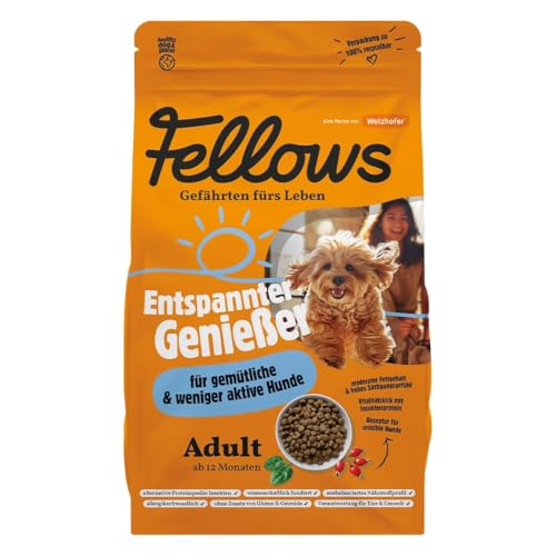 Fellows Entspannter Genießer Trockenfutter für Hunde – Getreidefreies Hundetrockenfutter mit Insektenprotein, ideal für Hunde mit normalem bis niedrigem Aktivitätsniveau (2 kg) von FELLOWS