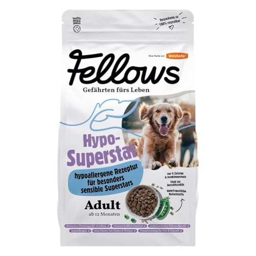 Fellows Hypo-Superstar Trockenfutter für Hunde – Hypoallergenes Hundetrockenfutter mit Insektenprotein, getreidefrei, ideal bei Futtermittelallergien (2 kg) von FELLOWS