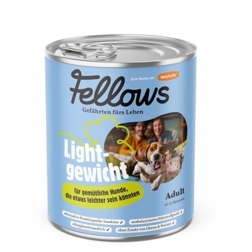 Fellows Lightgewicht Nassfutter für Hunde – Kalorienarmes Hundenassfutter mit Monoprotein Insekten, für Übergewicht und Gewichtskontrolle (800 g) von FELLOWS