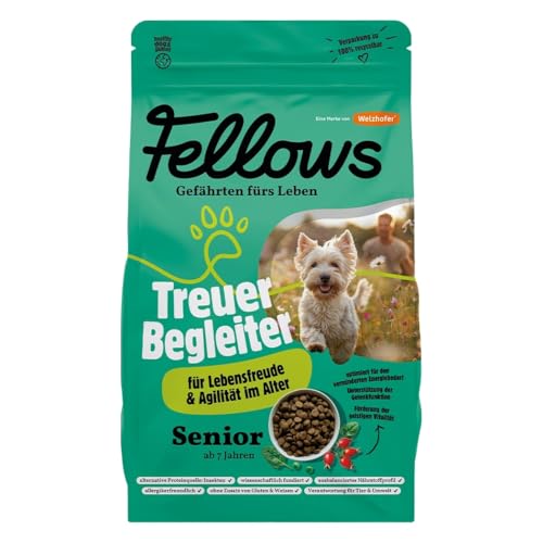 Fellows Treuer Begleiter Trockenfutter für Senior Hunde – Speziell für ältere Hunde, mit Insektenprotein, unterstützt Gelenke und Vitalität (2 kg) von FELLOWS