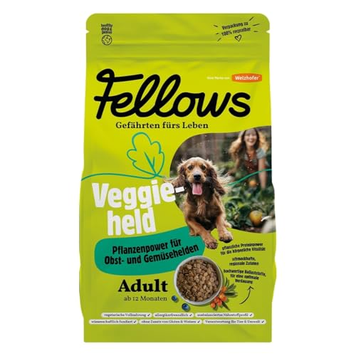 Fellows Veggieheld Trockenfutter für Hunde – Vegetarisches Hundetrockenfutter, getreidefrei, mit ausgewählten pflanzlichen Proteinen, ideal für Normale Aktivitätslevel (2 kg) von FELLOWS