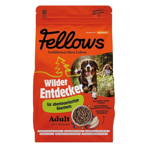 Fellows Wilder Entdecker Trockenfutter für Hunde – Premium Hundetrockenfutter mit Tierwohl-Pute und Insektenprotein, getreidefrei, unterstützt Gelenke, für aktive Hunde (2 kg) von FELLOWS