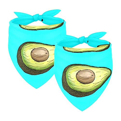 2 Stück Haustier-Dreiecksschal große Hunde Bandanas Obst Avocado Muster blauer Hintergrund atmungsaktive Lätzchen Haustiere Druck Halstuch von FELOU