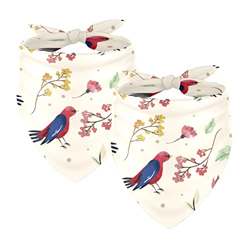 2 Stück Haustier-Dreiecksschal große Hunde Bandanas Vogel Muster Blühende Blumen Atmungsaktive Lätzchen Haustiere Druck Halstuch von FELOU