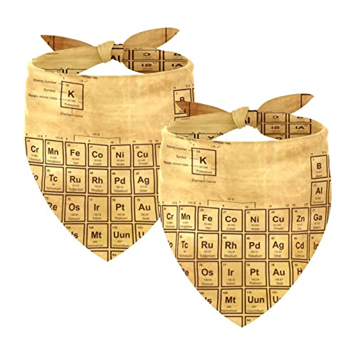 2 Stück Haustier-Dreieckstuch für große Hunde, Vintage-Periodensystem der Elemente, atmungsaktiv, Lätzchen, Haustier-Druck-Halstuch, 2 Stück von FELOU