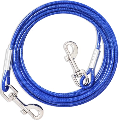 Tie Out Leinen Für Hunde,3/6/9/15m,Tie Out Cables Für Hunde Hofleine,Hofleine Für mittlere bis große Hunde(Blau,3m) von fengco