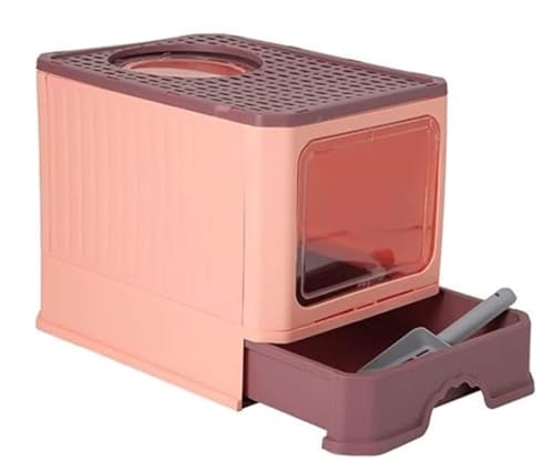 FENGJISUN Katzentoilette Katzenklo Geschlossene Katzentoilette Mit Oberem Eingang, Mit Deckel Und Katzenstreuschaufel, Geruchsneutral, Spritzsicher Katzen Zubehör(Pink) von FENGJISUN