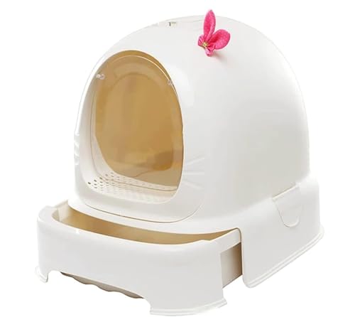 FENGJISUN Katzentoilette Katzenklo Geschlossene Katzentoilette Mit Spritzschutz, Deckel Und Katzenstreuschaufel, Katzentoilette Mit Großer Schublade Für Katzen Katzen Zubehör(White) von FENGJISUN