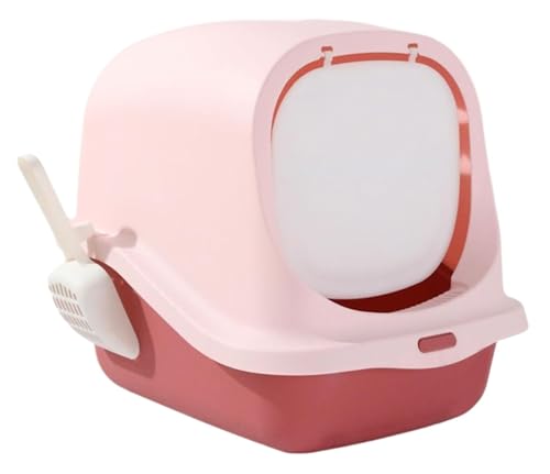 FENGJISUN Katzentoilette Katzenklo Geschlossene Katzentoiletten, Katzentoilette Mit Schaufel, Einfacher Zugang Für Hauskatzen, Fronteingang, Einfache Reinigung Katzen Zubehör(Pink) von FENGJISUN