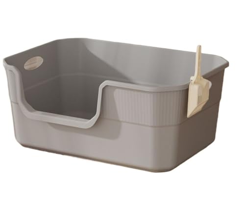 FENGJISUN Katzentoilette Katzenklo Große Katzentoilette, Offene Katzentoilette Mit Schaufel, Faltbare Katzentoilette, Katzentoilette Mit Hohen Seiten Katzen Zubehör(Grey) von FENGJISUN