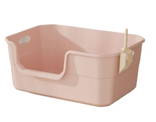 FENGJISUN Katzentoilette Katzenklo Große Katzentoilette, Offene Katzentoilette Mit Schaufel, Faltbare Katzentoilette, Katzentoilette Mit Hohen Seiten Katzen Zubehör(Pink) von FENGJISUN