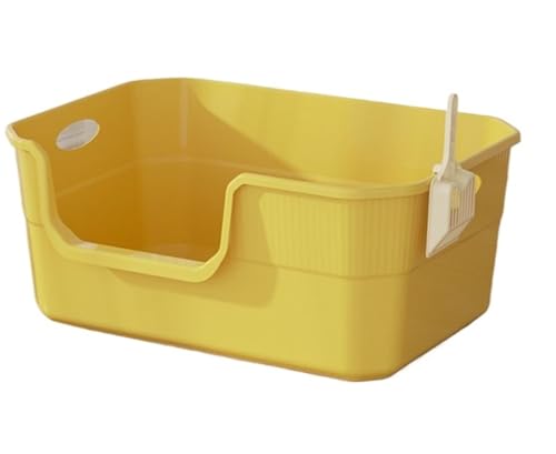 FENGJISUN Katzentoilette Katzenklo Große Katzentoilette, Offene Katzentoilette Mit Schaufel, Faltbare Katzentoilette, Katzentoilette Mit Hohen Seiten Katzen Zubehör(Yellow) von FENGJISUN