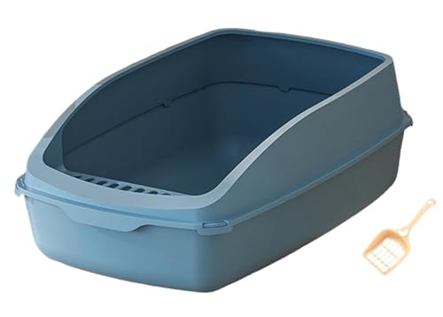 FENGJISUN Katzentoilette Katzenklo Halbgeschlossene Große Katzentoilette, Kätzchentoilette Für Kleintiere, Kaninchen, Mittelgroße Und Große Katzen Katzen Zubehör(Blue) von FENGJISUN