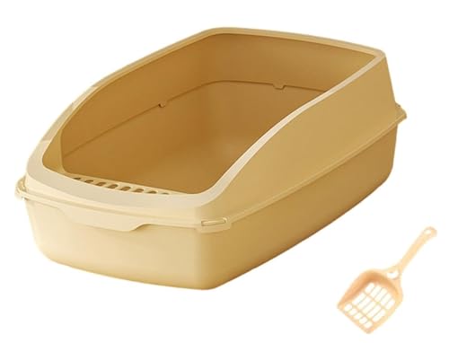 FENGJISUN Katzentoilette Katzenklo Halbgeschlossene Große Katzentoilette, Kätzchentoilette Für Kleintiere, Kaninchen, Mittelgroße Und Große Katzen Katzen Zubehör(Yellow) von FENGJISUN