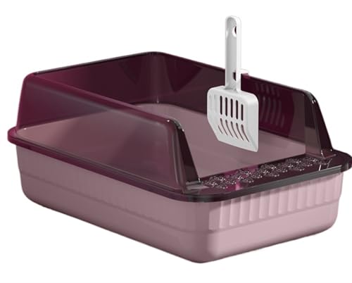 FENGJISUN Katzentoilette Katzenklo Halbgeschlossenes PP-Material Mit Hohen Seiten, Auslaufsicher, Abnehmbar, 18l Großes Fassungsvermögen, Für Kleine Haustiere Katzen Zubehör(Purple) von FENGJISUN