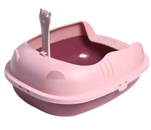 FENGJISUN Katzentoilette Katzenklo Katzentoilette, Leicht Zu Reinigen, Katzentoilette, Halbgeschlossen, Sandkasten, Bettpfanne, Katzentoilette Für Kaninchen Katzen Zubehör(Pink) von FENGJISUN