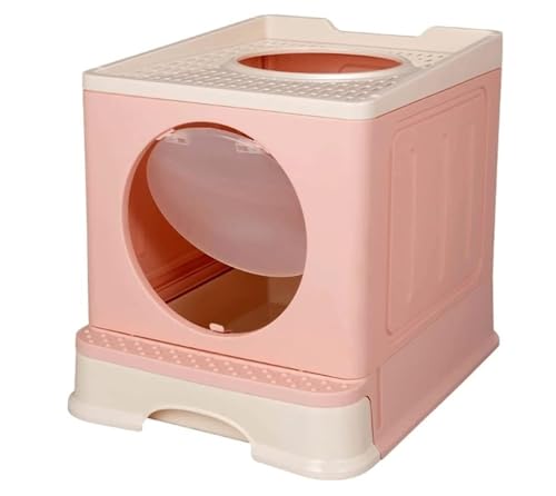 FENGJISUN Katzentoilette Katzenklo Katzentoilette Mit Deckel Und Katzenstreuschaufel, Geschlossener Eingang Von Oben, Spritzschutzfreie Katzentoilette Für Katzen Katzen Zubehör(Pink) von FENGJISUN