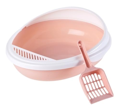 FENGJISUN Katzentoilette Katzenklo Katzentoilette Mit Schaufel Katzentoilette Mit Rahmen Offene Katzentoilette Kätzchentoilette Katzen Zubehör(Pink) von FENGJISUN