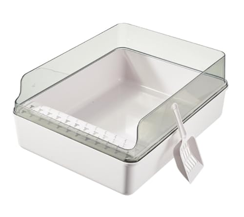 FENGJISUN Katzentoilette Katzenklo Katzentoilette mit hohen Seiten, offen, niedriger Einstieg, leicht zu reinigen, Katzentoilette, Katzentoiletten Katzen Zubehör(White) von FENGJISUN