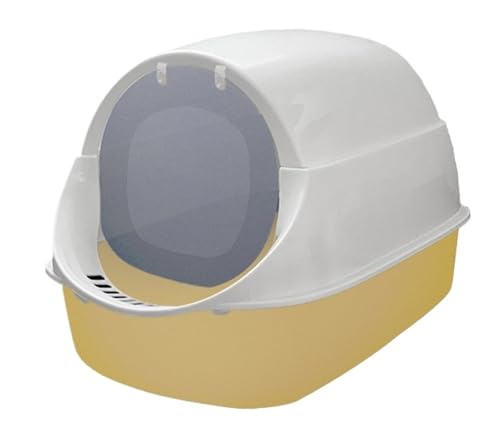 FENGJISUN Katzentoilette Katzenklo Katzentoilettengehäuse Mit Fronttürklappe Und Schaufel, Katzentoilette Mit Fronteingang, Leicht Zu Reinigen Katzen Zubehör(Yellow) von FENGJISUN