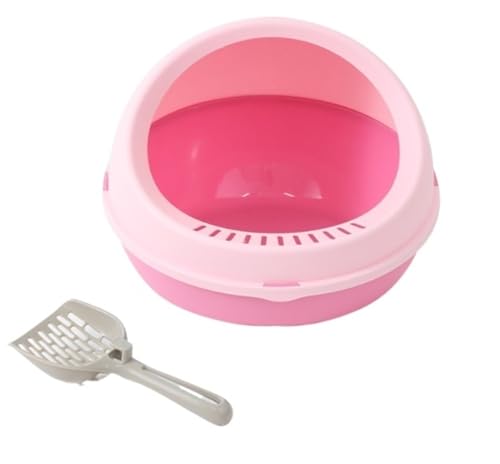 FENGJISUN Katzentoilette Katzenklo Offene Katzentoilette Mit Hohem Rand, Spritzwassergeschützte Katzentoilette, Halbgeschlossene, Herausnehmbare Katzentoilette Katzen Zubehör(Pink) von FENGJISUN