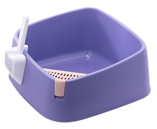 FENGJISUN Katzentoilette Katzenklo Offene Katzentoilette Mit Hohen Seitenwänden, Kleine Haustiertoilette, Reisetoilette Für Kätzchen Und Dünne Katzen Katzen Zubehör(Purple) von FENGJISUN