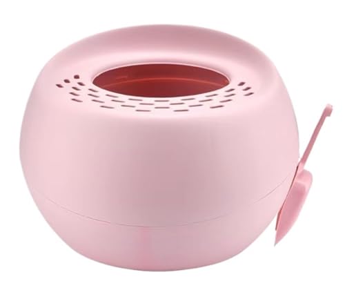 FENGJISUN Katzentoilette Katzenklo Runde Katzentoilette Mit Katzenstreuschaufel, Moderne, Minimalistische, Geruchlose Katzentoilette Für Hauskatzen Katzen Zubehör(Pink) von FENGJISUN