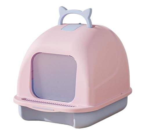 FENGJISUN Katzentoilette Katzenklo Vollständig Geschlossene Katzentoilette Mit Deckel, Spritzwassergeschützt Und Auslaufsicher, Große Katzentoilette, Katzen Zubehör(Pink) von FENGJISUN