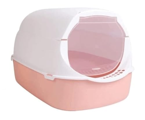 Katzentoilette Katzenklo Komplett Geschlossene Katzentoilette Aus Kunststoff Mit Katzenstreuschaufel, Geruchsneutrales Katzentöpfchen, Leicht Zu Reinigen, Für Alle Katzen Katzen Zubehör(Pink) von FENGJISUN