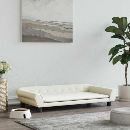 FENLAX Hundesofa Bequeme Haustierbett Hundecouch Welpenbett Samt Haustiersofa Hundehütte für Große Mittelgroße Hunde Modernes und Elegantes Design Creme 100x50x21 cm FENLAX Hundesofa Bequeme Haustierbett Hundecouch Welpenbett Samt Haustiersofa Hundehütte für Große Mittelgroße Hunde Modernes und Elegantes Design Creme 100x50x21 cm von FENLAX