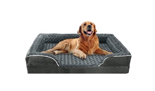 FERPOSH Orthopädisches Hundebett, Haustier-Sofabett mit abnehmbarem, waschbarem Bezug, wasserdicht, rutschfeste Unterseite, Haustier-Schlafmatte, 106,7 x 78,7 cm, Dunkelgrau von FERPOSH