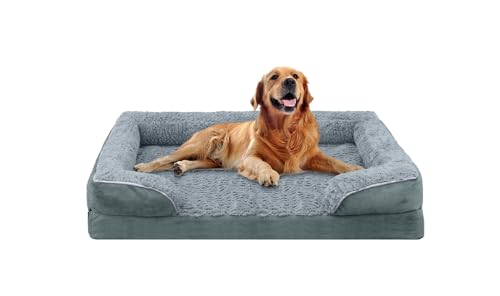 FERPOSH Orthopädisches Hundebett, Haustier-Sofabett mit abnehmbarem, waschbarem Bezug, wasserdichtes Hundebett, rutschfeste Unterseite, Haustier-Schlafmatte, 106,7 x 78,7 cm, Grau von FERPOSH