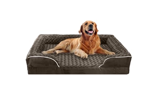 FERPOSH Orthopädisches Hundebett für große Hunde, Sofa, groß, mittel, klein, stützende Eierkiste, Schaumstoff, Haustier-Couch-Bett mit abnehmbarem waschbarem Bezug von FERPOSH