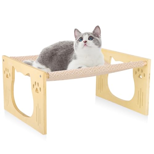 FEUFOAM Hängematte für Katzen und Hunde, tragbar, für drinnen und draußen, aus Holz, Katzen-Hängematte, Couch, erhöht, atmungsaktiv, Katzenbett, Möbel, geeignet für Kätzchen, Welpen, Kaninchen und von FEUFOAM