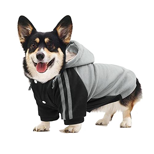 FEimaX Hunde-Kapuzenpullover, Kleidung, warmer Kapuzenmantel, Haustier, Winter-Kapuzenpullover, verstellbarer Pullover, Hemd für kleine mittelgroße Hunde, Doggy Hoody Shirts Outfits (Grau, XL) von FEimaX