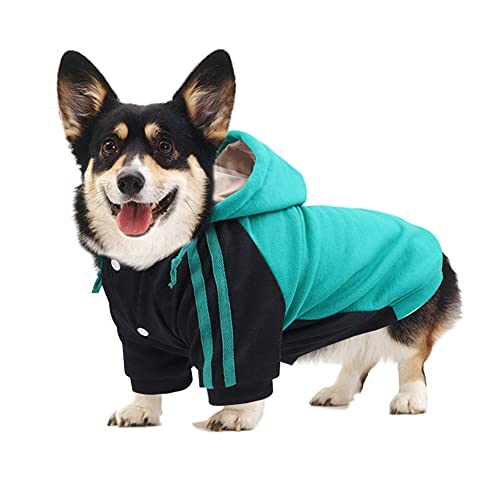 FEimaX Hunde-Kapuzenpullover, Kleidung, warmer Kapuzenmantel, Haustier, Winter-Kapuzenpullover, verstellbarer Pullover, Hemd für kleine und mittelgroße Hunde, Doggy Hoody Shirts Outfits (Grün, XL) von FEimaX