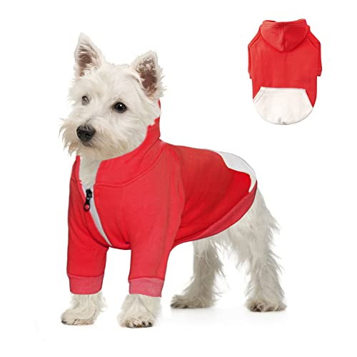 FEimaX Hunde-Kapuzenpullover für Welpen, warm, Reißverschluss, Winterkleidung, Outdoor, weiches Kapuzen-Sweatshirt mit Tasche für kleine, mittelgroße und große Hunde, Katzen, Jungen und Mädchen, von FEimaX