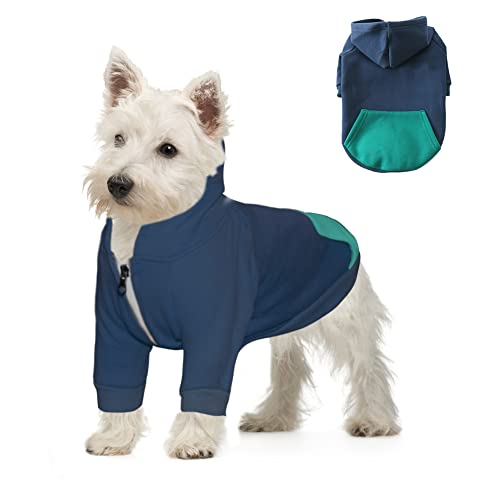 FEimaX Hunde-Kapuzenpullover für Welpen, warmer Reißverschluss, Haustier-Winterkleidung, Outdoor-Kleidung, weiches Kapuzen-Sweatshirt für kleine, Mantel, französische Bulldogge von FEimaX