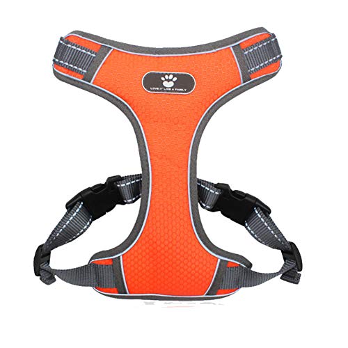 FEimaX Hundegeschirr für Große Hunde Einstellbare Anti Zug Geschirr Reflektierend Brustgeschirr No Pull Dog Harness für Kleine Mittelgroße Hunde, Weich Mesh Atmungsaktiv Brustgeschirr (XL, Orange) von FEimaX