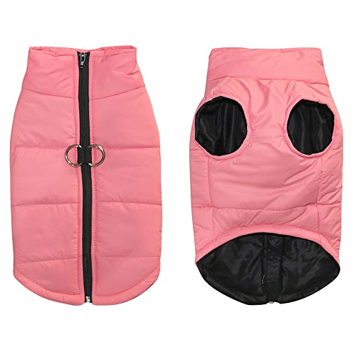 FEimaX Hundejacke Hundemantel wasserdichte Hunde Winter Warm Mantel für Kleine Mittlere Große Hunde Regenmantel Welpen Gepolstert Puffer Weste Haustier Kleidung Rosa Kirschblüte von FEimaX