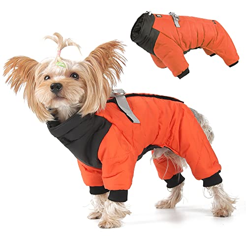 FEimaX Hundemantel Wasserdicht Warm Winterjacke für Kleine Mittlere Hunde Welpen Mantel Haustier Kleidung Reflektierende Winter Weste Jacke Hundepullover mit D-Rings von FEimaX